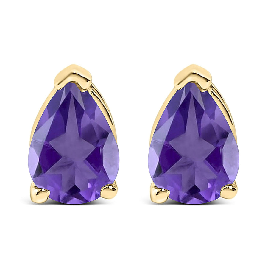 14K Gold 6x4MM Pear Shaped Gemstone Solitaire Stud Earrings