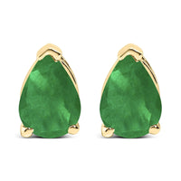 14K Gold 6x4MM Pear Shaped Gemstone Solitaire Stud Earrings