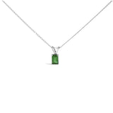 14K Gold 6x4MM Emerald Cut Gemstone Solitaire Pendant Necklace-6 thumbnail 7