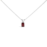 14K Gold 6x4MM Emerald Cut Gemstone Solitaire Pendant Necklace-8 thumbnail 9