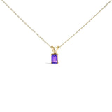 14K Gold 6x4MM Emerald Cut Gemstone Solitaire Pendant Necklace-4 thumbnail 5