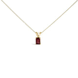 14K Gold 6x4MM Emerald Cut Gemstone Solitaire Pendant Necklace-2 thumbnail 3