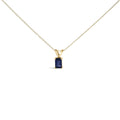 14K gold necklace with one emerald-cut emerald stone in a solitaire setting