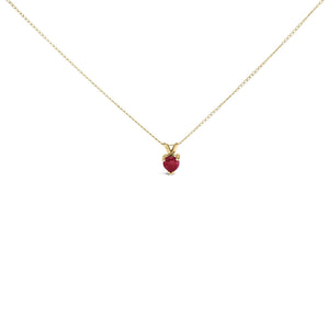 14K Gold 5X5 MM Heart Shaped Gemstone Solitaire Pendant Necklace-1