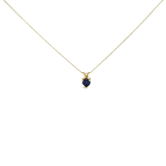 14K Gold 5X5 MM Heart Shaped Gemstone Solitaire Pendant Necklace-0