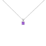 14K Gold 5x5 MM Square Shaped Gemstone Solitaire Pendant Necklace-7 thumbnail 8