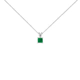 14K Gold 5x5 MM Square Shaped Gemstone Solitaire Pendant Necklace-6 thumbnail 7