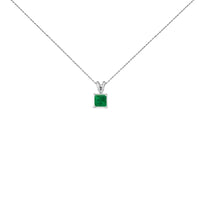 14K Gold 5x5 MM Square Shaped Gemstone Solitaire Pendant Necklace