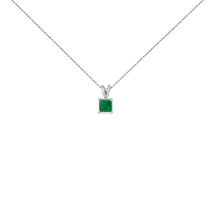 14K Gold 5x5 MM Square Shaped Gemstone Solitaire Pendant Necklace