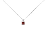 14K Gold 5x5 MM Square Shaped Gemstone Solitaire Pendant Necklace-8 thumbnail 9