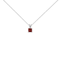 14K Gold 5x5 MM Square Shaped Gemstone Solitaire Pendant Necklace