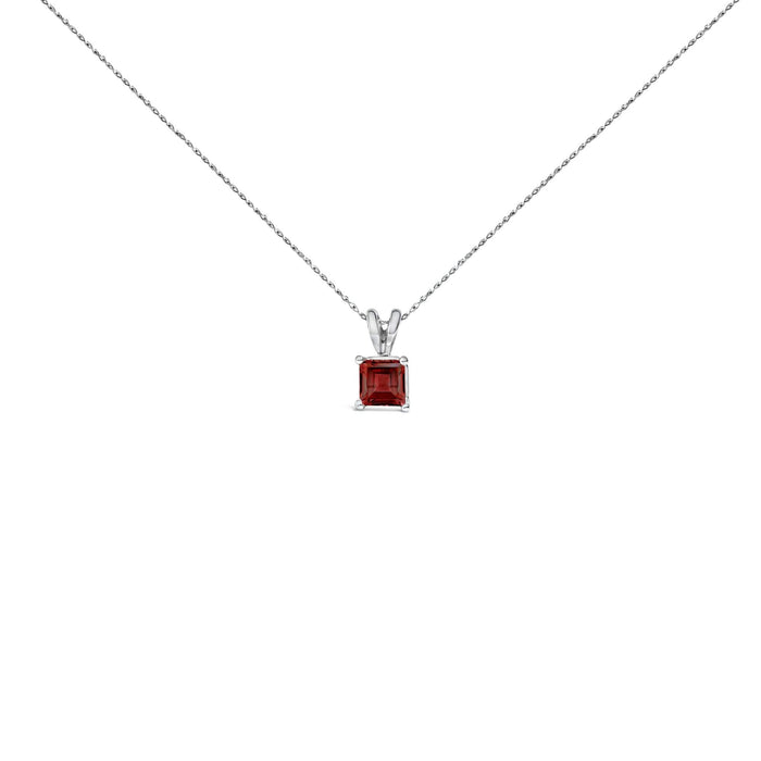 14K Gold 5x5 MM Square Shaped Gemstone Solitaire Pendant Necklace