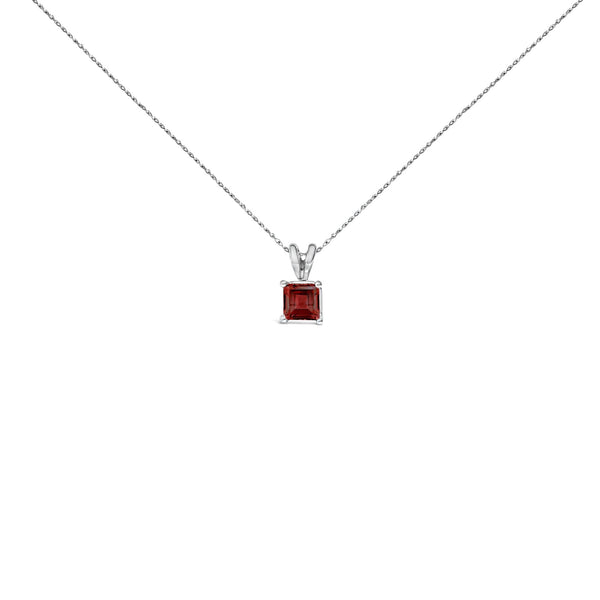 14K Gold 5x5 MM Square Shaped Gemstone Solitaire Pendant Necklace