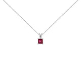 14K Gold 5x5 MM Square Shaped Gemstone Solitaire Pendant Necklace-9 thumbnail 10
