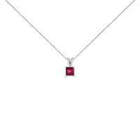 14K Gold 5x5 MM Square Shaped Gemstone Solitaire Pendant Necklace