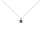 14K Gold 5x5 MM Square Shaped Gemstone Solitaire Pendant Necklace-5 thumbnail 6