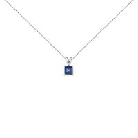 14K Gold 5x5 MM Square Shaped Gemstone Solitaire Pendant Necklace