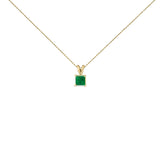 14K Gold 5x5 MM Square Shaped Gemstone Solitaire Pendant Necklace-3 thumbnail 4