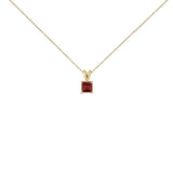 14K Gold 5x5 MM Square Shaped Gemstone Solitaire Pendant Necklace-2 thumbnail 3