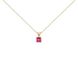 14K Gold 5x5 MM Square Shaped Gemstone Solitaire Pendant Necklace-1 thumbnail 2