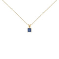14K gold solitaire pendant necklace with square shaped center gemstone