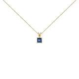 14K gold solitaire pendant necklace with square shaped center gemstone thumbnail 1