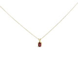 14K Gold 6x4MM Oval Shaped Gemstone Solitaire Pendant Necklace-2 thumbnail 3