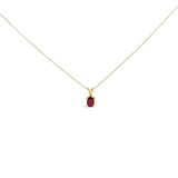 14K Gold 6x4MM Oval Shaped Gemstone Solitaire Pendant Necklace-1 thumbnail 2