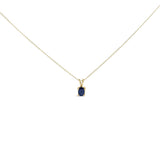 14K gold oval solitaire pendant necklace with single 6x4mm oval stone thumbnail 1