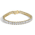 14K yellow gold tennis bracelet with emerald cut lab grown diamond stones