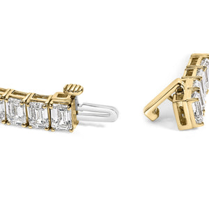 IGI Certified 14K Yellow Gold 18 1/2 Cttw Emerald Cut Lab Grown Diamond Tennis Bracelet-1