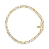 IGI Certified 14K Yellow Gold 18 1/2 Cttw Emerald Cut Lab Grown Diamond Tennis Bracelet-3 thumbnail 4