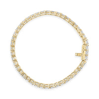 IGI Certified 14K Yellow Gold 18 1/2 Cttw Emerald Cut Lab Grown Diamond Tennis Bracelet