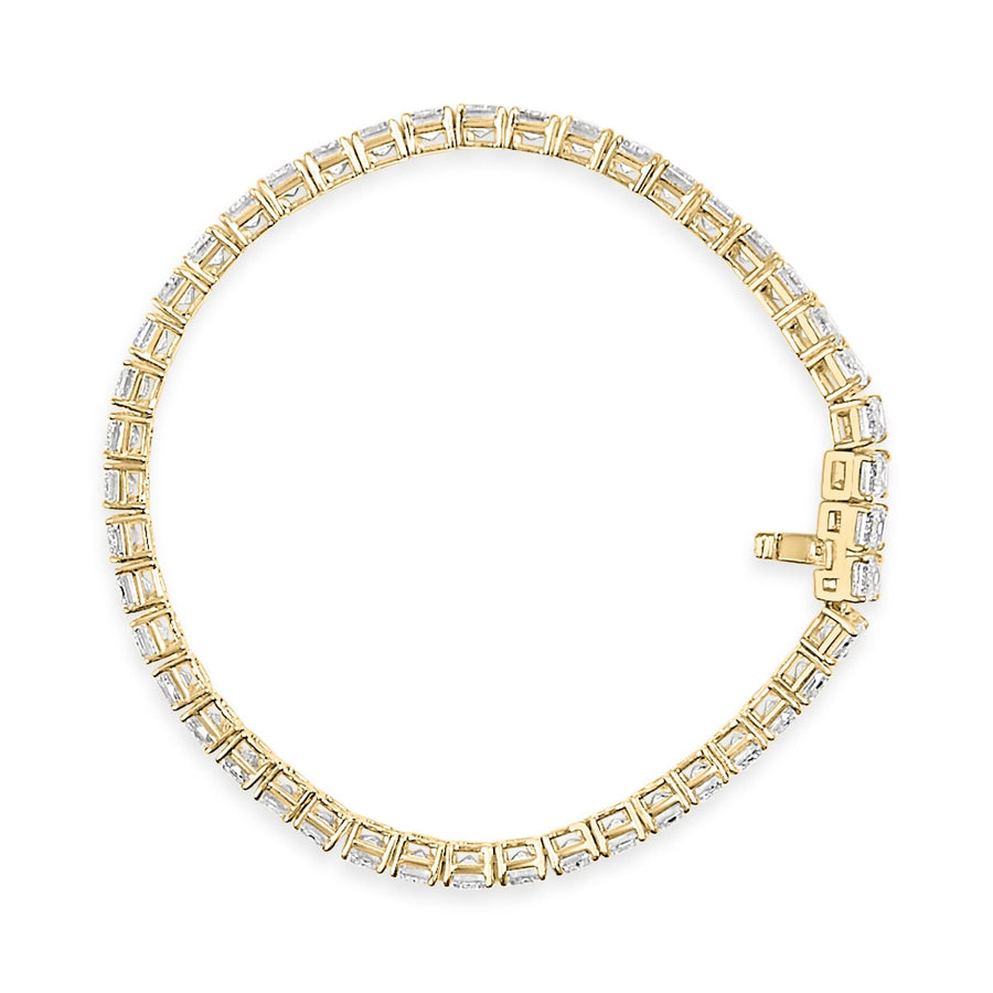 IGI Certified 14K Yellow Gold 18 1/2 Cttw Emerald Cut Lab Grown Diamond Tennis Bracelet
