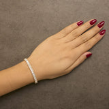 IGI Certified 14K Yellow Gold 18 1/2 Cttw Emerald Cut Lab Grown Diamond Tennis Bracelet-2 thumbnail 3