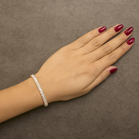 IGI Certified 14K Yellow Gold 18 1/2 Cttw Emerald Cut Lab Grown Diamond Tennis Bracelet