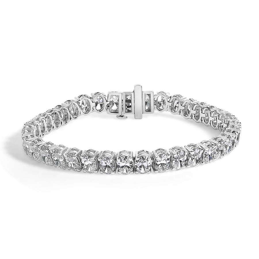 IGI Certified 14K Yellow Gold 18 1/2 Cttw Oval Cut Lab Grown Diamond Tennis Bracelet