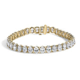 14K yellow gold tennis bracelet with oval lab grown diamond stones thumbnail 1