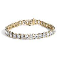 IGI Certified 14K Yellow Gold 18 1/2 Cttw Oval Cut Lab Grown Diamond Tennis Bracelet