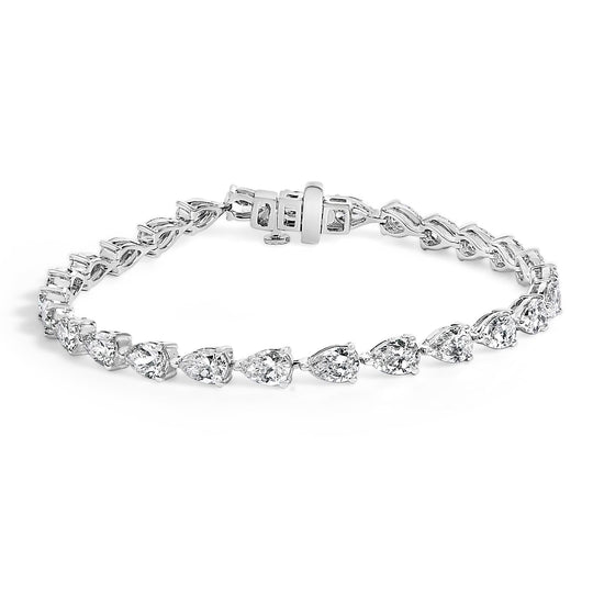 IGI Certified 14K White Gold 8.0 Cttw Pear Cut Lab Grown Diamond Tennis Bracelet-0