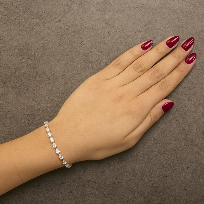 IGI Certified 14K White Gold 8.0 Cttw Pear Cut Lab Grown Diamond Tennis Bracelet