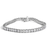 14K white gold tennis bracelet with emerald cut lab grown diamond stones thumbnail 1