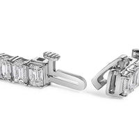 IGI Certified 14K White Gold 10.0 Cttw Emerald Cut Lab Grown Diamond Tennis Bracelet