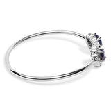 Sterling Silver Diamond Accent Created Blue Sapphire Floral Design Bangle Bracelet-1 thumbnail 2