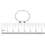 Sterling Silver Diamond Accent Created Blue Sapphire Floral Design Bangle Bracelet-4 thumbnail 5