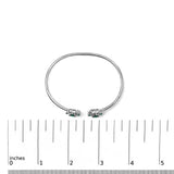 Sterling Silver White Topaz and Green Emerald Floral Bangle Bracelet 6.5 Inch-4 thumbnail 5