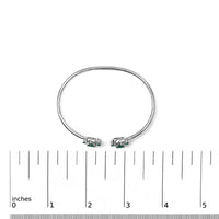 Sterling Silver White Topaz and Green Emerald Floral Bangle Bracelet 6.5 Inch-4