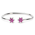 .925 Sterling Silver Ruby with Diamond Accent Floral Flexy Open Bangle Bracelet-0