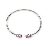 .925 Sterling Silver Ruby with Diamond Accent Floral Flexy Open Bangle Bracelet-3 thumbnail 4