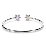 .925 Sterling Silver Ruby with Diamond Accent Floral Flexy Open Bangle Bracelet-4 thumbnail 5